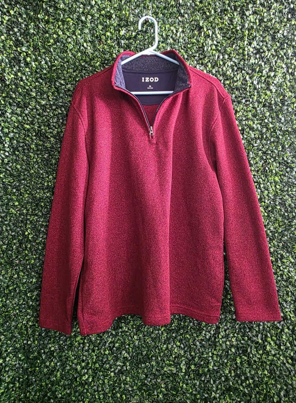 Izod Men's Deep Red Quarter-Zip Fleece Pullover Size XL